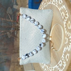 Whiting and Davis white chainmail handbag